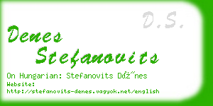denes stefanovits business card
